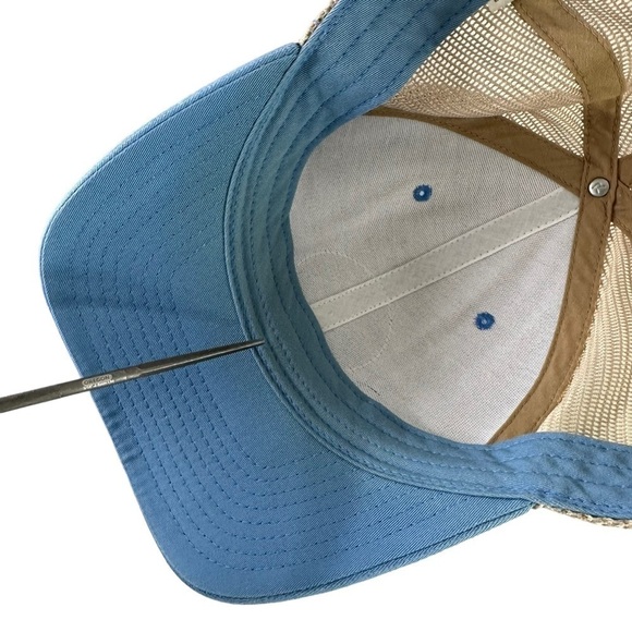 Lake Travis Marina Patch Trucker Hat Snapback Blue Tan Mesh Richardson 112 - Picture 9 of 11